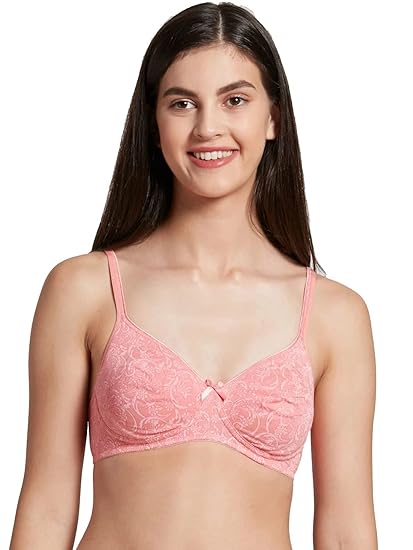Jockey 1722 Women’s Cotton Wirefree Everyday Bra – Non-Padded, Peach Blossom Print 36C